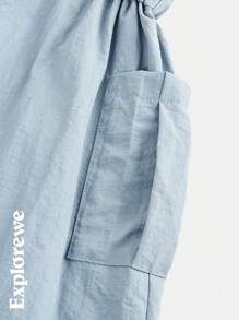 SHEIN Young Girl Simple Fashionable Casual Daily Mini Dress - Beige - View 9