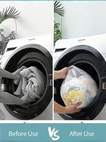 1pc Drawstring Mesh Underwear Laundry Bag, Washing Bags ,Organizer Net Washing Machine Bag For Clothes Organize, Large Capacity Dirty Laundry Bag Dress Pants Shoes Jeans Boots Skirt - White - View 5