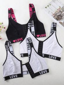 3pcs Plus Size Front Opening Wire-Free Bralette Set - Multicolor - View 6