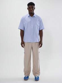 Musero Button Up Short Sleeve Striped Shirt