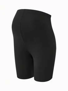 SHEIN Adjustable Waist Black Maternity Leggings, Versatile