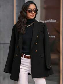 Aveloria Modichic Lapel Neck Double Breasted Casual Blazer Fall Cloth For Women