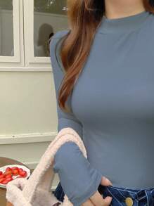 DAZY 女士纯色高领休闲百搭长袖打底 T 恤