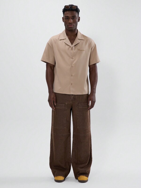 Musero Button Up Short Sleeve Graphic Bowling Shirt