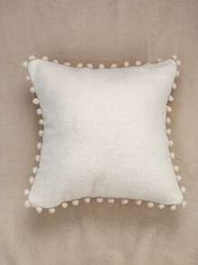 Funda de cojín de peluche de oso de peluche, decoración de unicolor para la sala de estar y el dormitorio - Beis - Ver 5