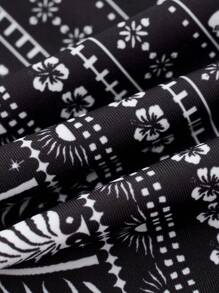 Swim Oasis Women's Asymmetrical Neck Sleeveless Bikini Top And Bottom Swimwear Set & Cover Up, Summer Beach Vacation Boho Outfit