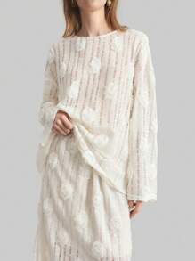 Ontre Set de 2 piezas que incluye top minimalista de manga larga cuello redondo y falda lápiz para mujer