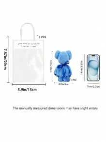 12PCS/Set Soft Coral VelvetBear Bath Towel Gift Set With 6 Hand Towels 6 Gift Bags For Wedding BirthdayParty Favors Souvenirs Christmas Gifts Blue Luxury Velvet Absorbent Unisex Home Decor(Alphabetical Order Of The Ribbons Is Random)