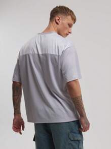 Musero Men Short Sleeve Boxy Graphic "93" Jersey Style V Neck Top Spring Summer - Multicolor - View 3