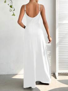 SHEIN Essnce Váy suông dài không tay màu trơn cho nữ - trắng - Xem 2