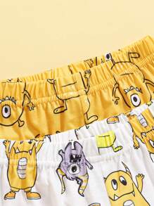 SHEIN 4pcs/Set Baby Boys Adorable Monster Graphic Print Outfit, Comfortable And Fun Combination, Suitable For Daily Wear, Family Gatherings, And Outdoor Activities