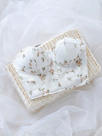 SHEIN Privé 花卉刺绣蕾丝上衣 婚礼/订婚、音乐会/狂欢节、毕业典礼、短款上衣、夏季上衣、夏季上衣、通勤、优雅、性感、度假、海滩、夏威夷、浪漫、约会、派对、音乐会、表演服装、婚礼季、返校季、情人节