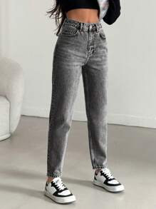 Cottnline 100% Baumwolle hellgraue gerade Jeans