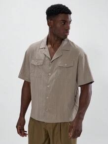 Long Sleeve Button Through Colared Shirt Basics Smart Style Shirt SPRING SUMMER Essentials Layering - Coffee Brown - View 4
