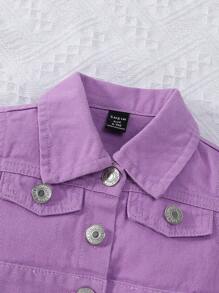 Bộ đồ denim 2 món dễ thương và ngọt ngào cho bé gái - Màu tím - Xem 6