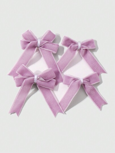 Kawaii 4pcs/Set Vintage Purple Velvet Bow Double-Layer Butterfly Hair Clips, Fashionable & Versatile Accessories, Suitable For Women & Girls, Great Gift For Holidays