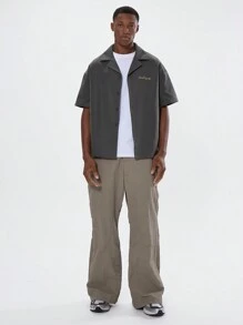 Musero Flare Fit Basics Plain Shell Track Jogger Trouser Casual Streetstyle Winter Capsule Wardrobe - Grey - View 2