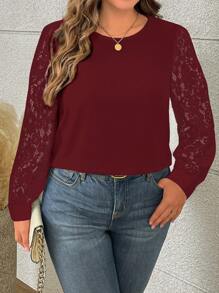 SHEIN Clasi 大码休闲简约衬衫，适合日常穿着 - 酒紅色 - 查看 6