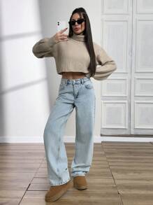 RueChic 女士直筒中腰牛仔裤