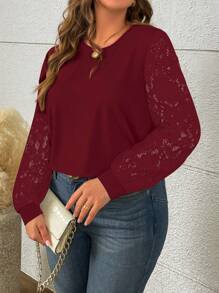 SHEIN Clasi 大码休闲简约衬衫，适合日常穿着 - 酒紅色 - 查看 3