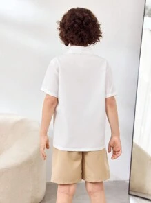 3 件套青少年男孩 2 合 1 衬衫（配领结和短裤）加渔夫帽，2 件套服装 - 彩色 - 查看 2