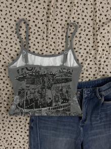 Attitoon 女士休闲性感旋转木马印花吊带背心，适合夏季 - 彩色 - 查看 3