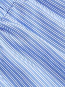 SHEIN MOD Plus Size Women Striped Elastic Waist Straight Leg Shorts - Multicolor - View 4