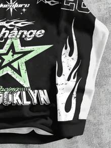 SHEIN Tween Boys Casual Star, Flame, Slogan Graphic Print Loose Comfortable Long Sleeve Hoodie Sweatshirt, Suitable For Autumn/Winter