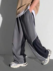 SHEIN Tween Boys' Casual Patchwork Pocket Straight Leg Pants - Grey - View 7