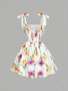 5QNV MOD Vestido romántico con estampado floral para mujer, vestido para el Día de San Valentín, vestido de primavera, atuendo para vacaciones, vestido para citas, atuendo para concier - Multicolor - Ver 2