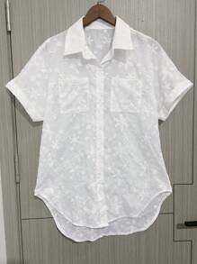 SHEIN LUNE Blusa informal de unicolor de jacquard para mujer, primavera/verano