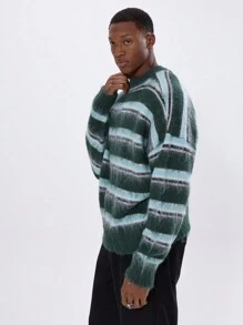 Musero Fluffy Knit Mohair Contrast Striped Crewneck Jumper SPRING SUMMER - Multicolor - View 2