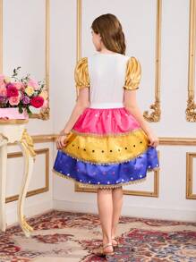 SHEIN Set de 2 piezas de blusa de manga corta y falda mini de unicolor para niñas preadolescentes - Multicolor - Ver 2