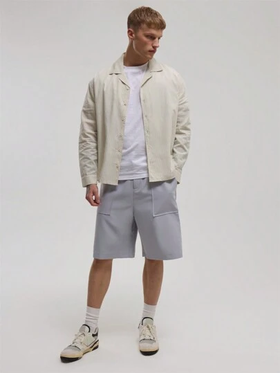 Musero Long Sleeve Revere Collar Button Through Boxy Plain Shirt Spring Summer Essentials Basics Capsule Wardrobe