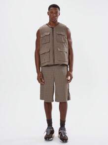 Musero Full Zip Up Patterned Pocket Detail Gilet