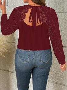 SHEIN Clasi 大码休闲简约衬衫，适合日常穿着 - 酒紅色 - 查看 2