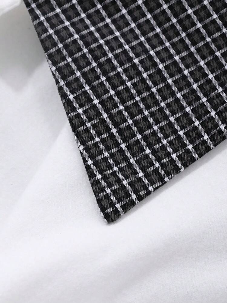 Women's Plaid Color Block Short Sleeve T-Shirt, Casual For Daily Wear Old Money Long Sleeve Women Tops,Fall Women Clothes