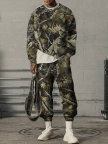 男士全印花休闲卫衣裤套装，简约时尚，适合日常穿着，秋季服装 - 彩色 - 查看 1