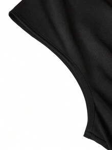 SHEIN Clasi Vestido vintage de talla grande para mujer con estampado de lunares, cintura anudada y sin mangas con cuello de solapa