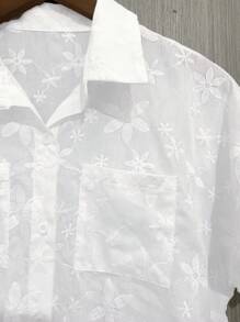 SHEIN LUNE Blusa informal de unicolor de jacquard para mujer, primavera/verano