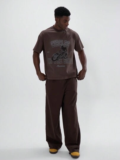 Musero 秋冬款直筒针织弹力抽绳腰带慢跑裤