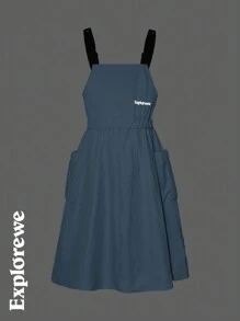 SHEIN Young Girl Simple Fashionable Casual Daily Mini Dress - Beige - View 3