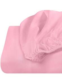 1pc Solid Color Fitted Sheet, Mattress Protector, Soft & Breathable, Fits Twin, Full, Queen, King Size Beds, Essential Bedding For Home & Dorm - Hot Pink - View 7