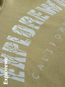 SHEIN Bộ 2 chiếc/Bộ áo nỉ trùm đầu dài tay in chữ "Teen Boy" và quần dài chạy bộ cho bé trai tuổi teen - Màu Tím - Xem 6