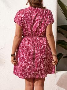 SHEIN LUNE Ditsy Floral Pattern Bat-Wing Sleeve Waisted Dress, Festival Red Vacation Outfits Woman Plus Size Women Clothes Festival Bohos Clothes Festival Boho Day Dress Festival Bohos Plus Size Summer Outfits For Women Festival Bohos Clothes Festival Bohos Dress Mosta Plus Size Summer Outfits For Women Vacation Outfits Woman Festival Summer Outfits For WomenVacation Outfits Woman Romantic Dresses Vacation Dress Resort Dresses, Outdoor Essential For Daily Wear Sundress