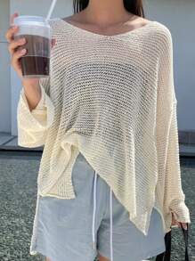 DAZY 宽松镂空简约女式毛衣，休闲简约时尚日常穿着秋季