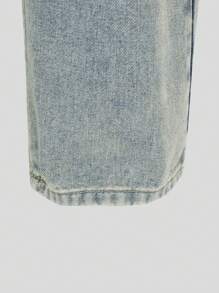 Teen Boys Vintage Blue Loose Casual Urban Streetwear Cargo Pockets Distressed Denim Jeans - Medium Wash - View 5