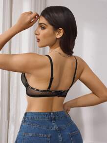 EasyFave Sujetador de lencería para mujer con diseño de letra LOVE en malla, minimalista y a la moda, adecuado para uso diario casual