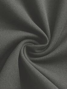 Slaydiva 2pcs/Set Women's Utility Pocket Cropped Long Sleeve Top & Bodycon Mini Skirt - Grey - View 4