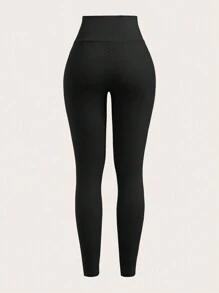 SHEIN EZwear Two-Piece Set Women Solid Color High Waist Simple Fitted Casual Leggings